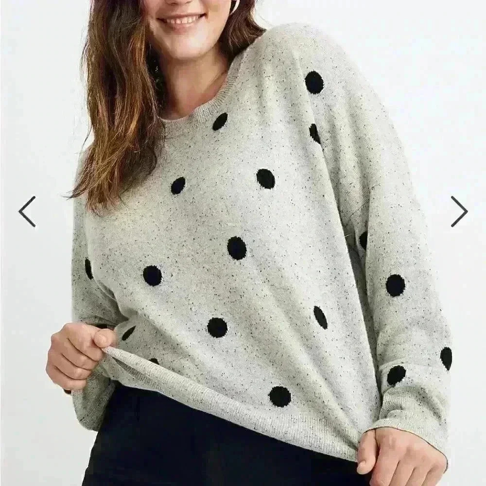 NWT MADEWELL Cashmere Sweatshirt in Donegal Dot Sz S